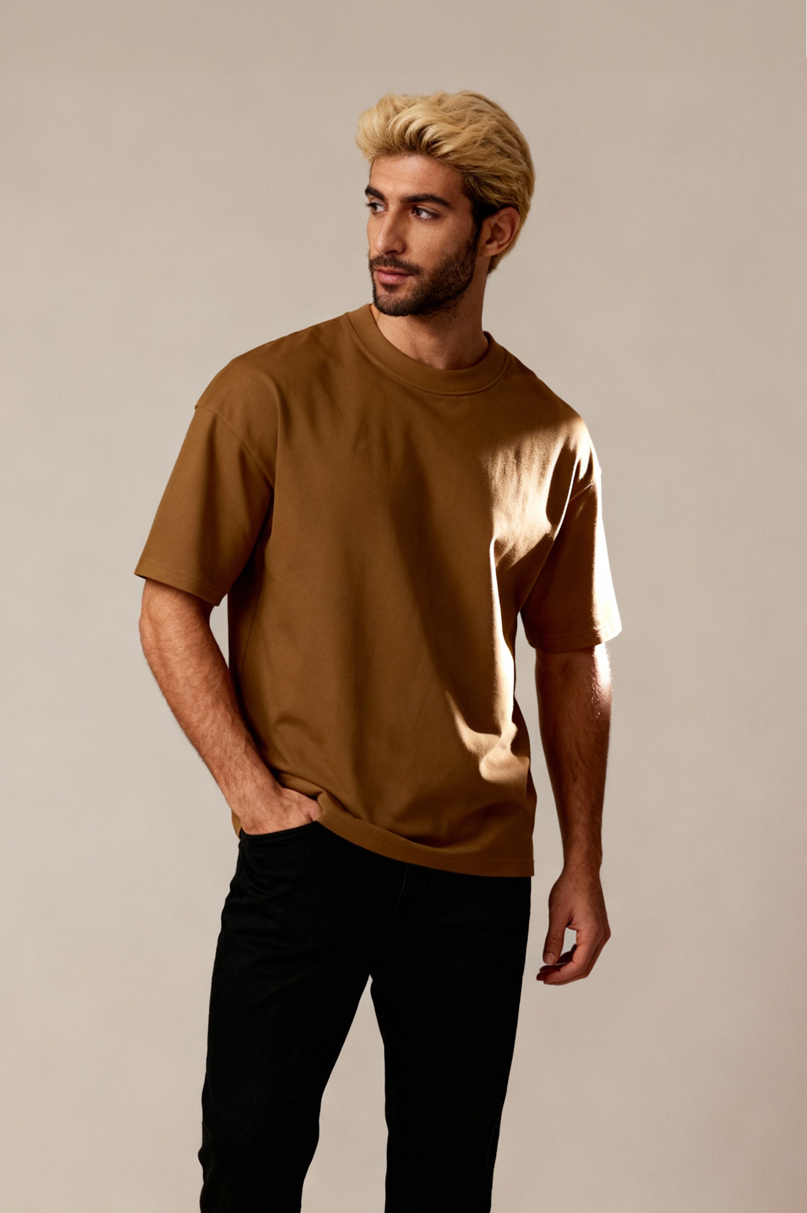 OVERSIZED FIT BROWN T-SHIRT