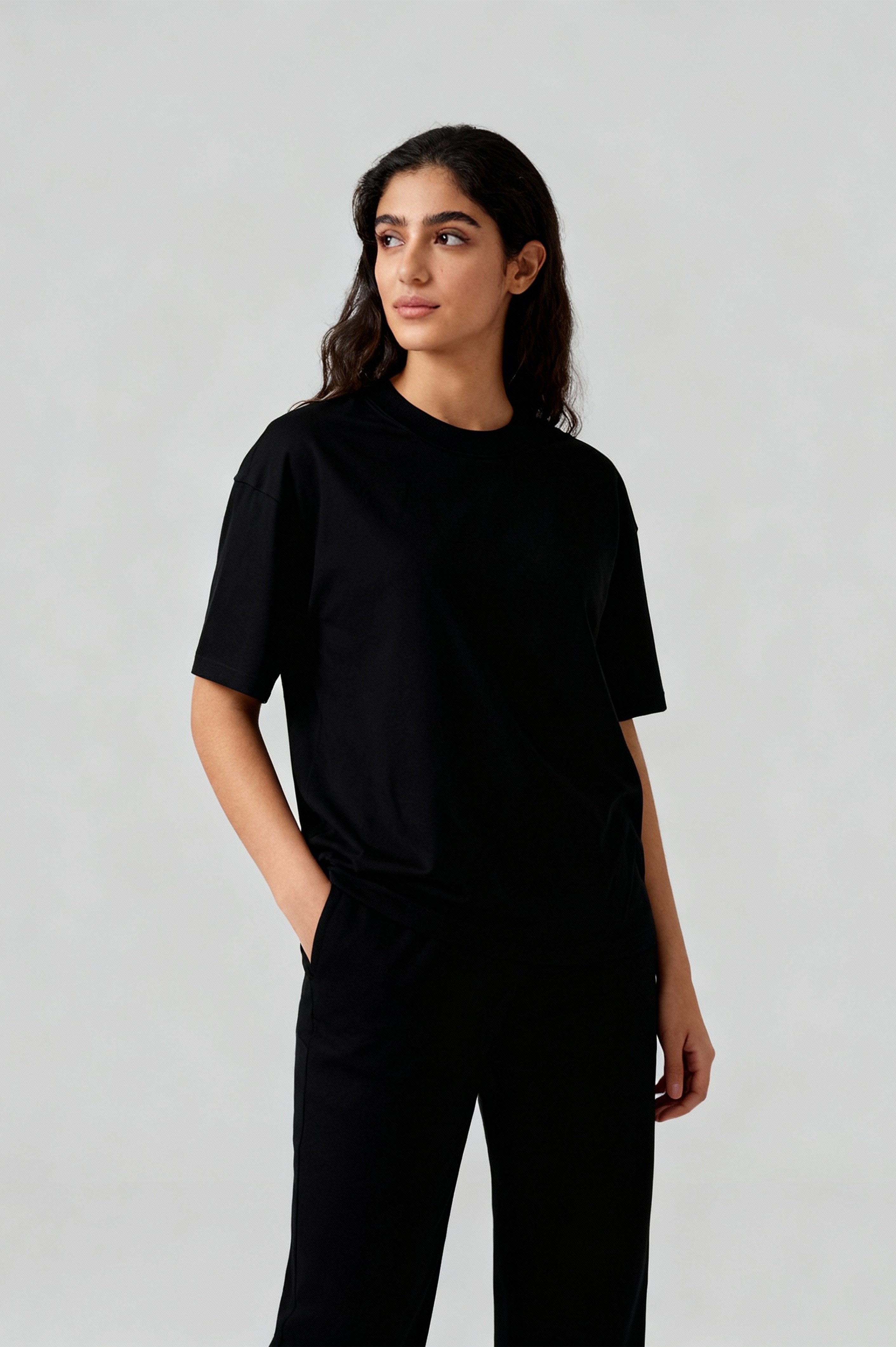 BLACK PLAIN OVERSIZED T-SHIRT