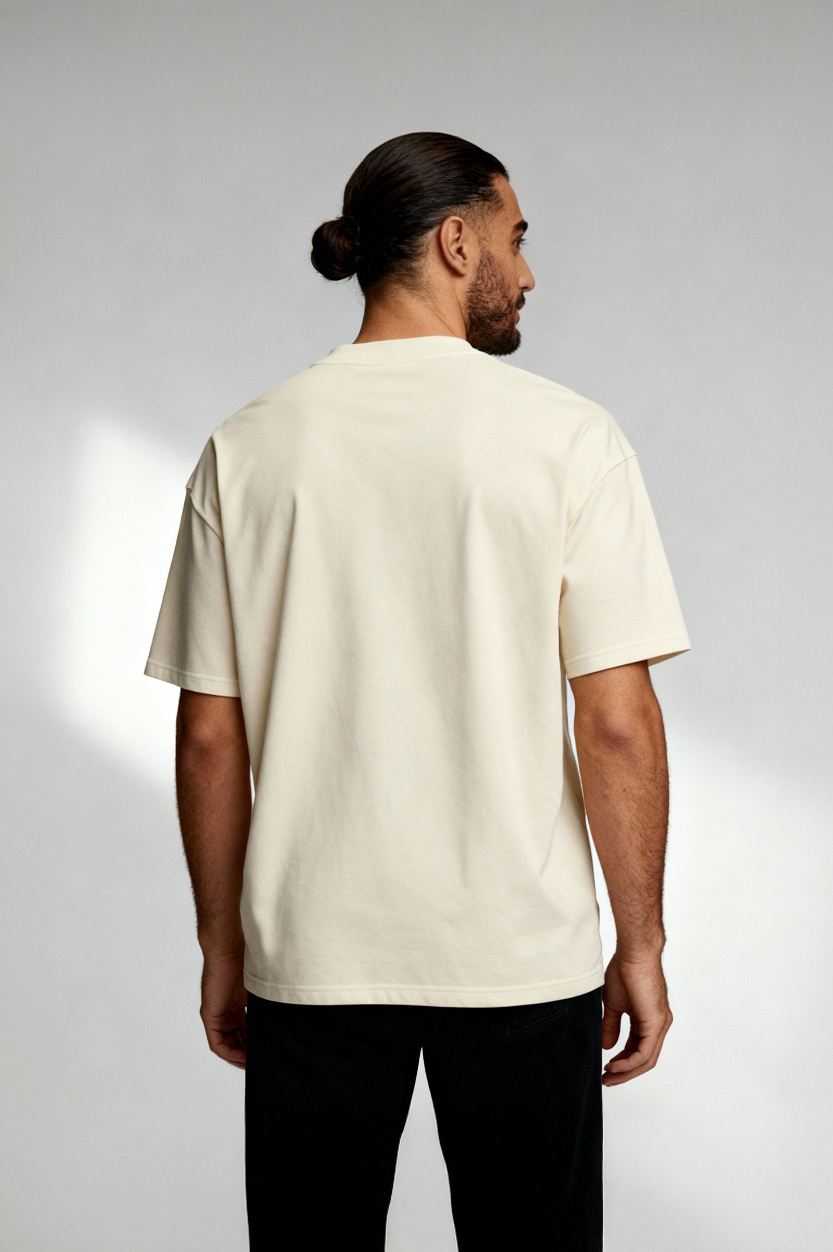 BEIGE PLAIN OVERSIZED T-SHIRT