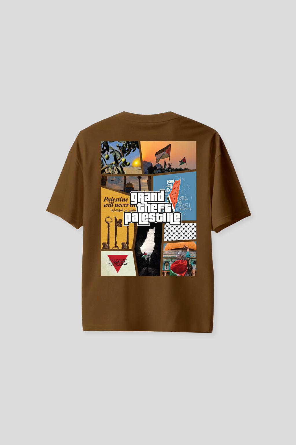 OVERSIZED PALESTINE BROWN T-SHIRT
