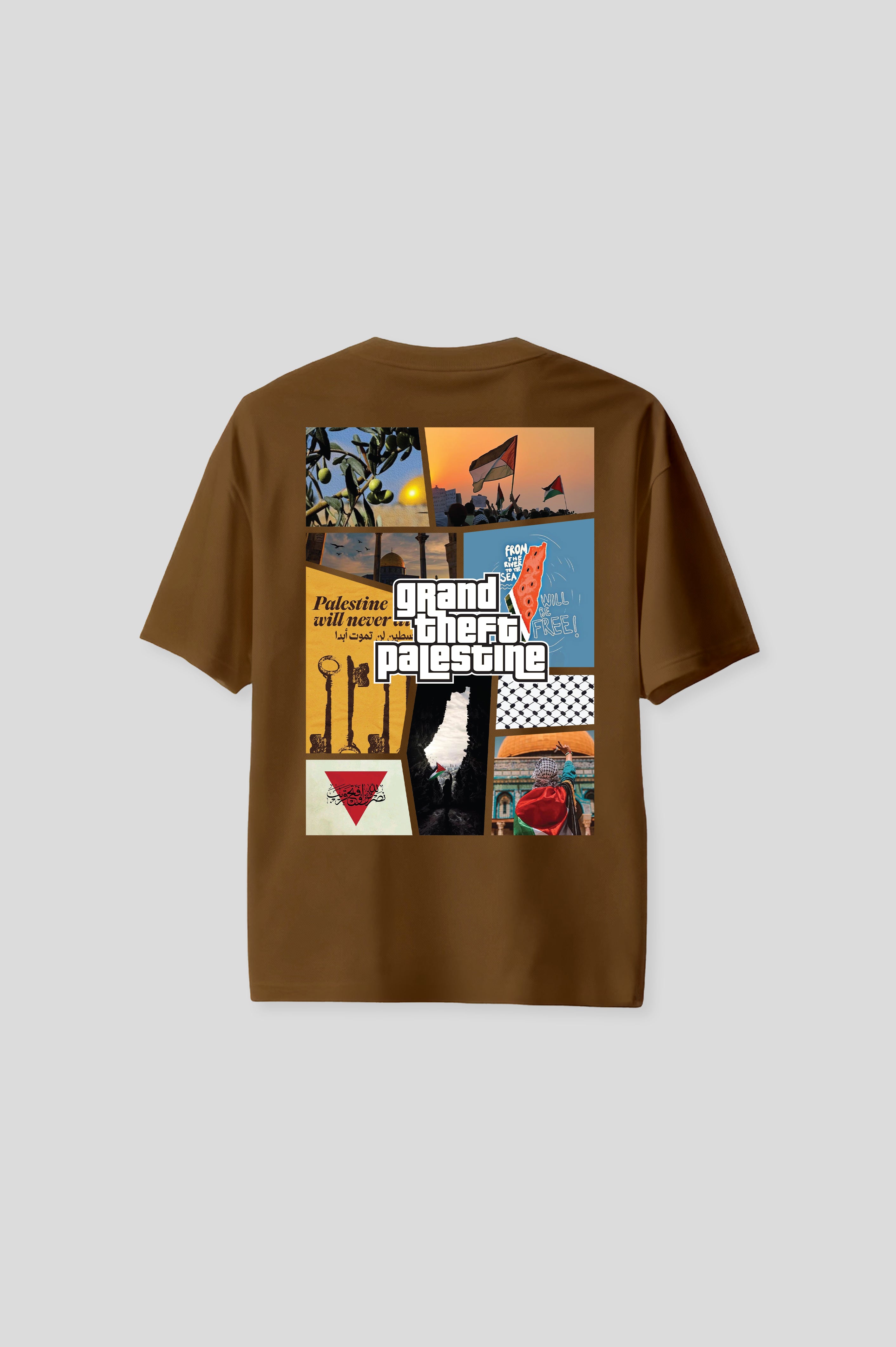 OVERSIZED PALESTINE BROWN T-SHIRT