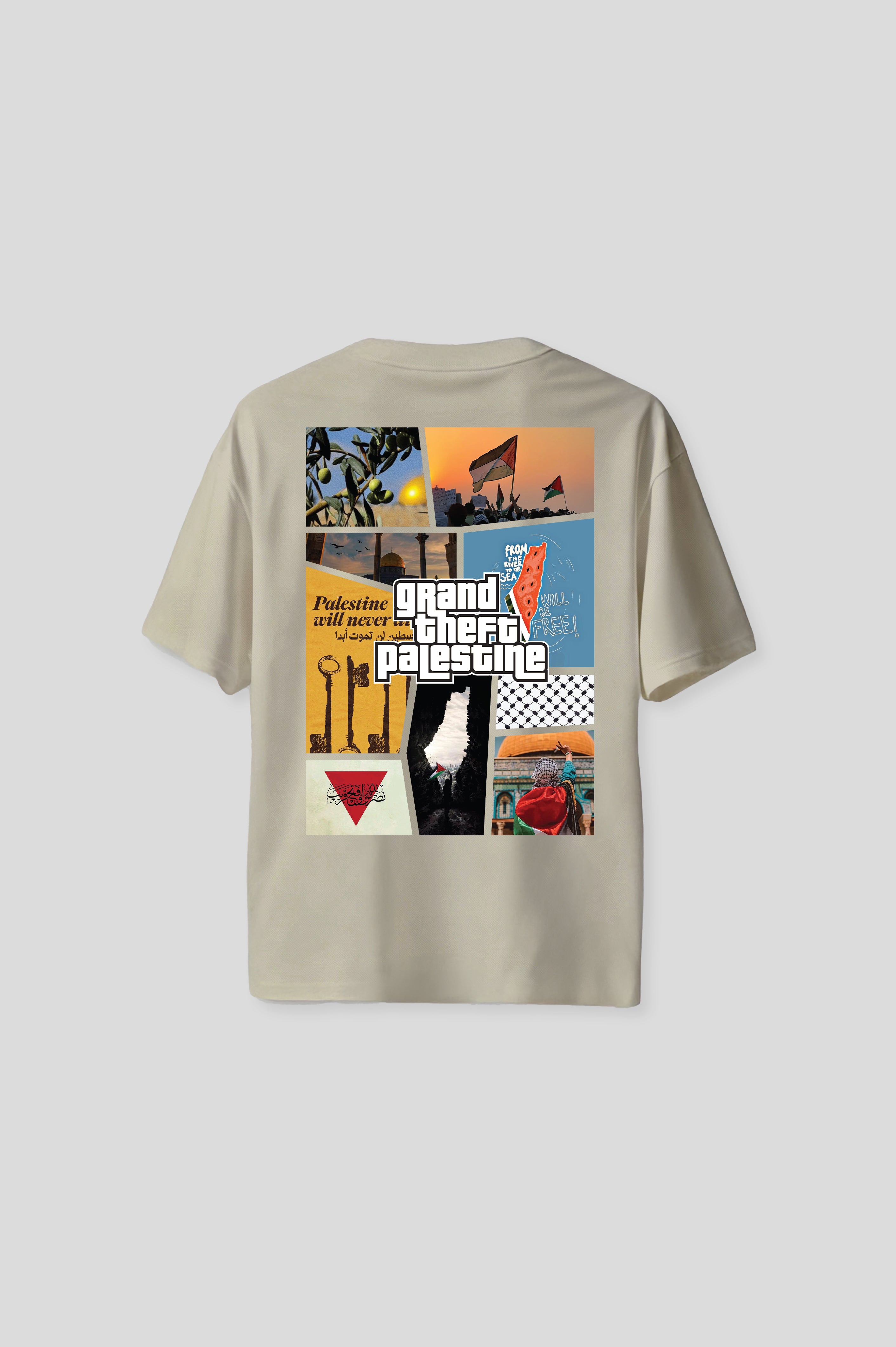 OVERSIZED PALESTINE BEIGE T-SHIRT