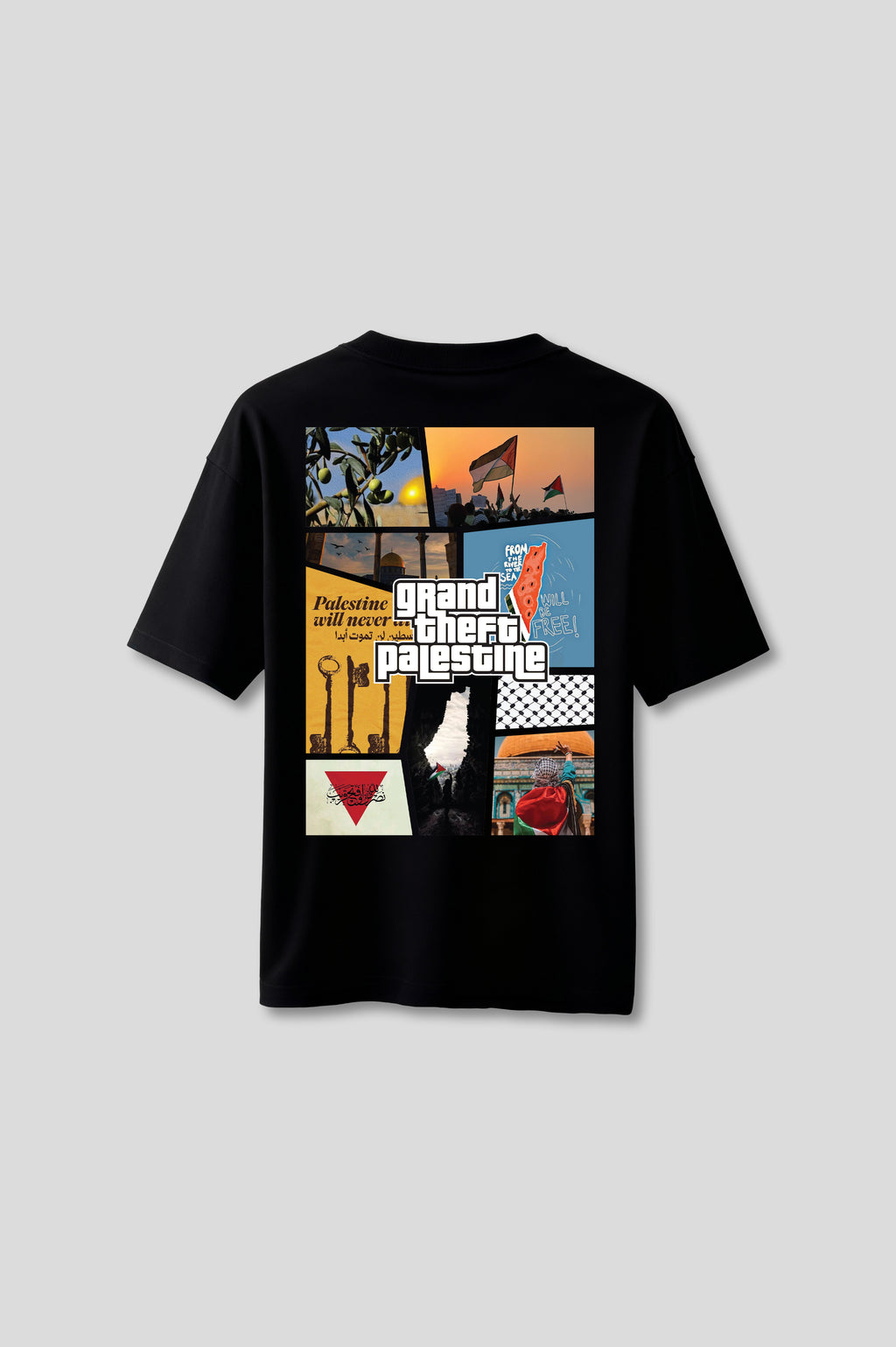 OVERSIZED PALESTINE BLACK T-SHIRT