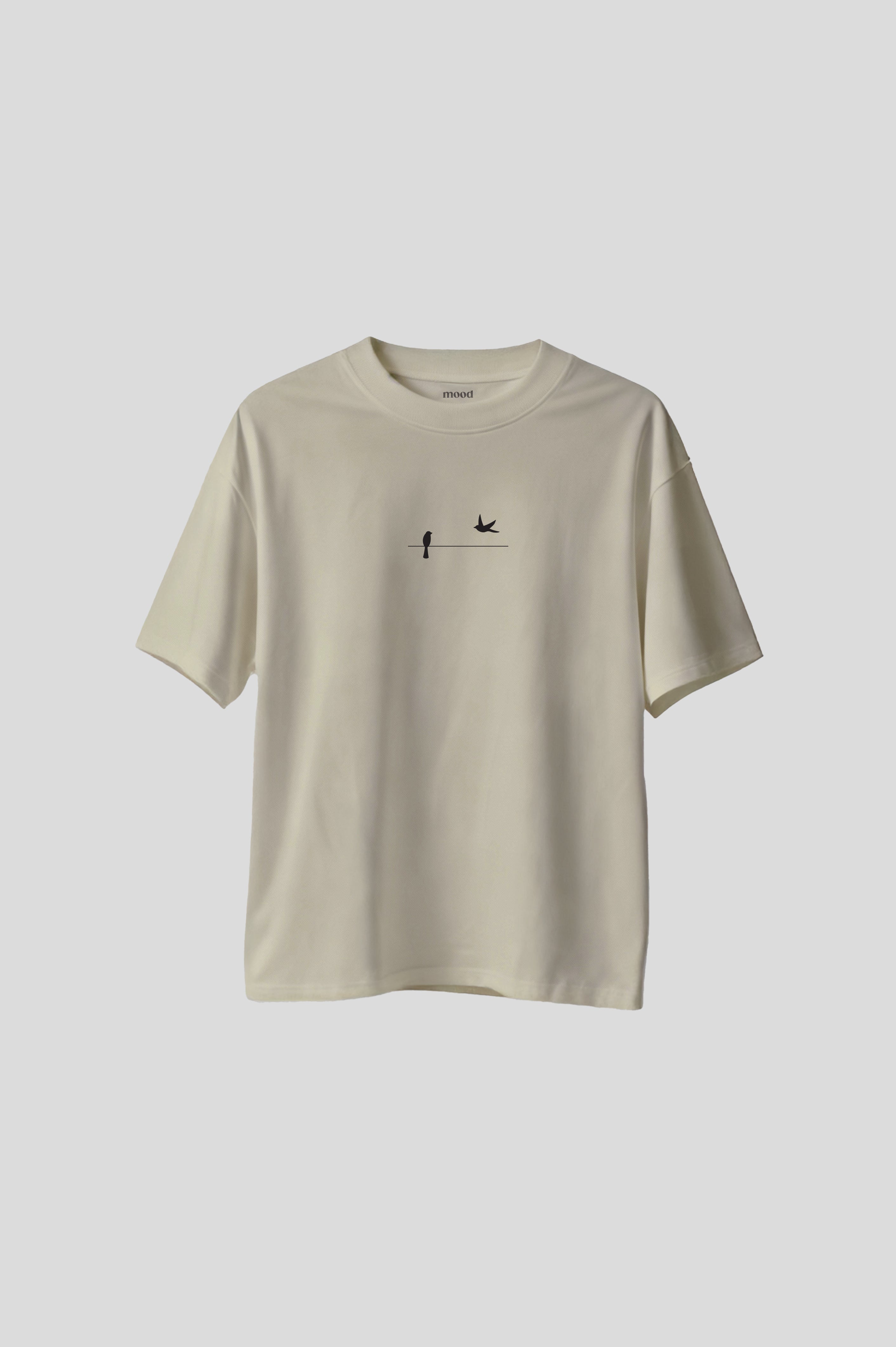 OVERSIZED BIRDS BEIGE T-SHIRT